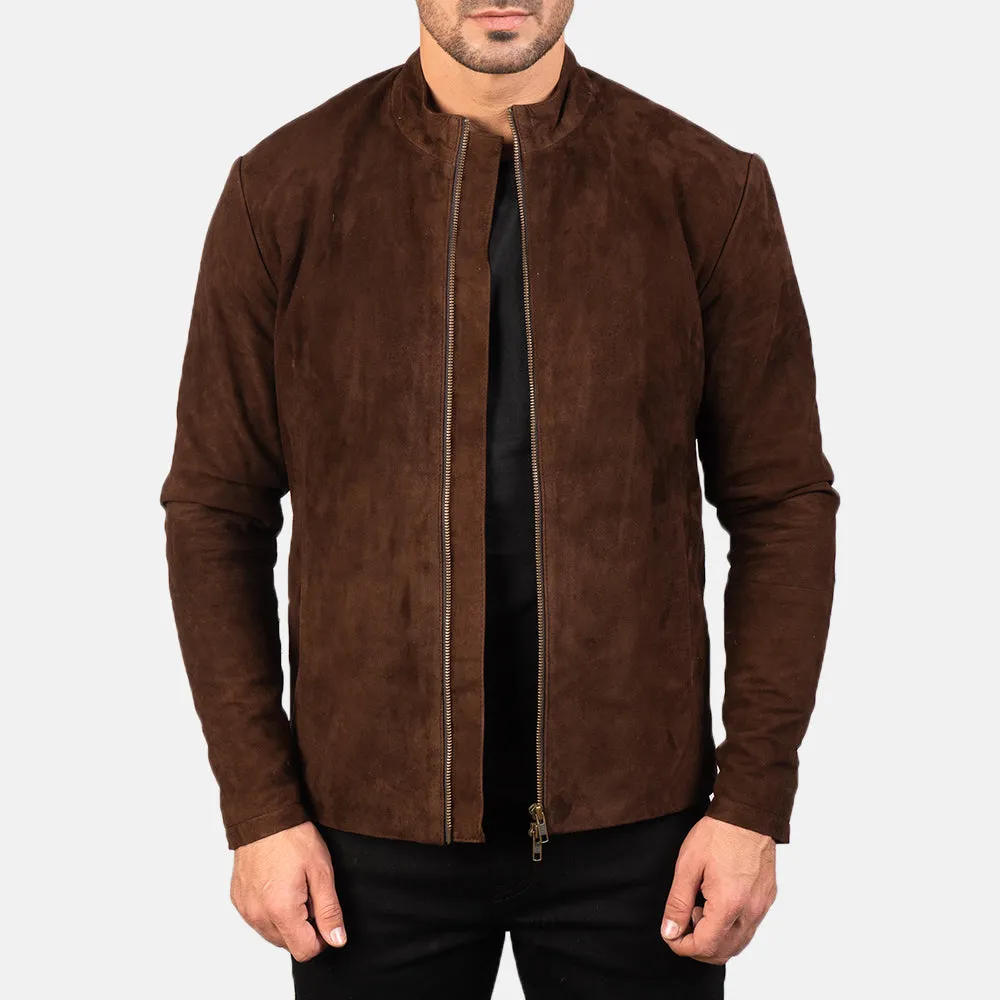 Gentleman Mocha Suede Leather Biker Jacket