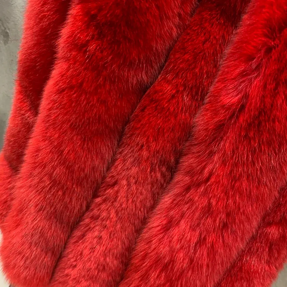 Genuine Fox Fur Maxi Coat for Women