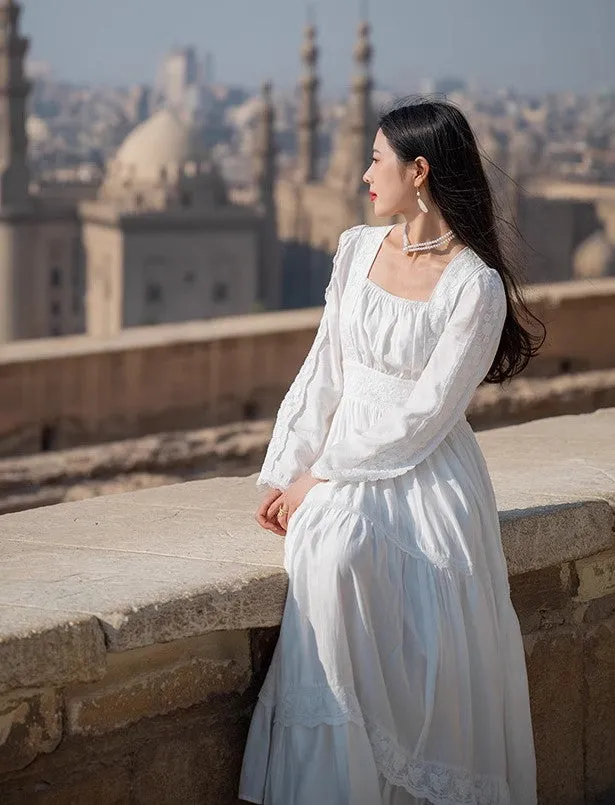 Gunne Sax Style Dreamy Prairie White Dress