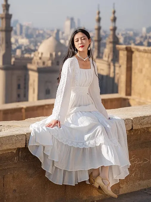 Gunne Sax Style Dreamy Prairie White Dress