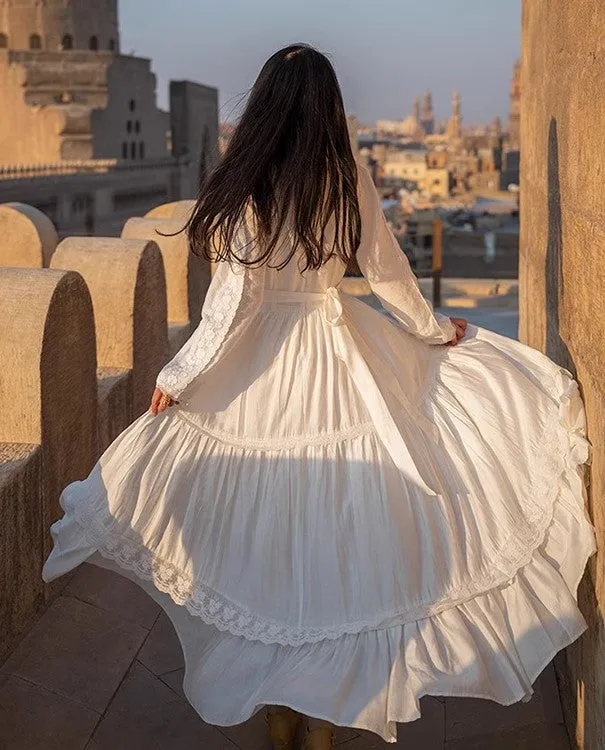 Gunne Sax Style Dreamy Prairie White Dress