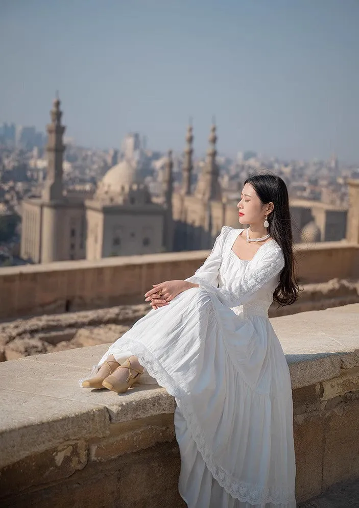 Gunne Sax Style Dreamy Prairie White Dress