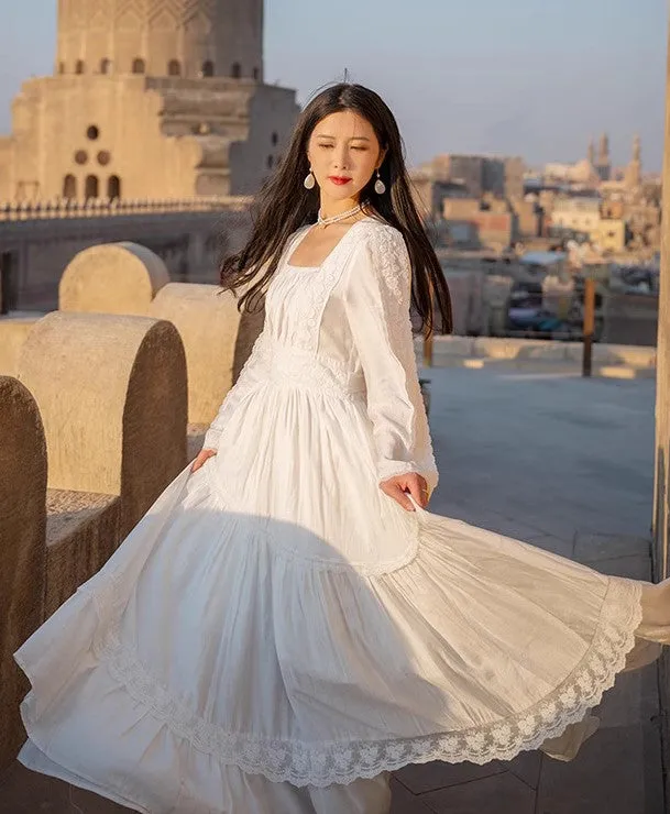 Gunne Sax Style Dreamy Prairie White Dress