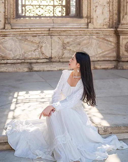 Gunne Sax Style Dreamy Prairie White Dress