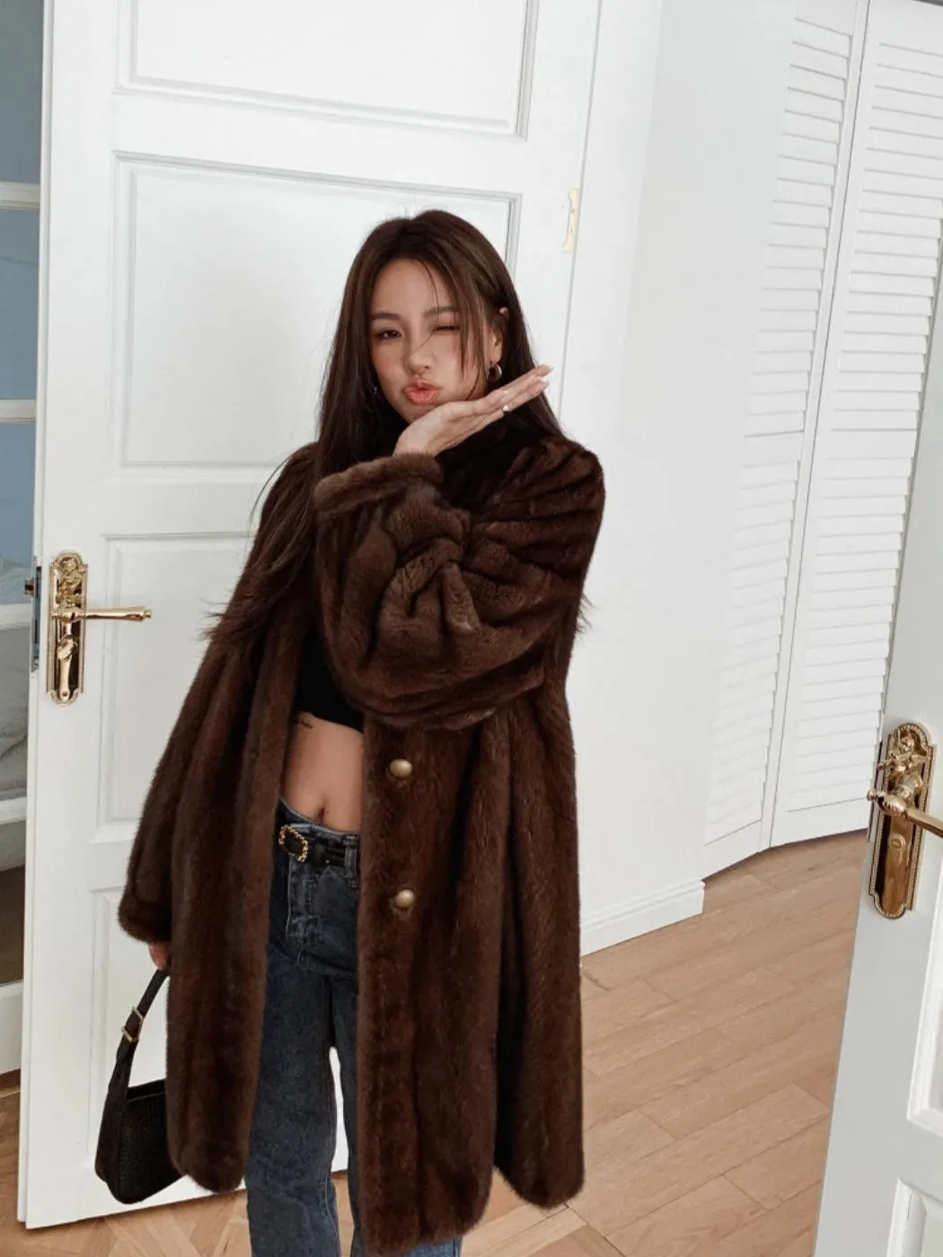 High-End Faux Mink Fur Jacket Outerwear