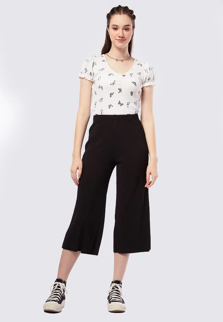 High Waist Textured Culottes