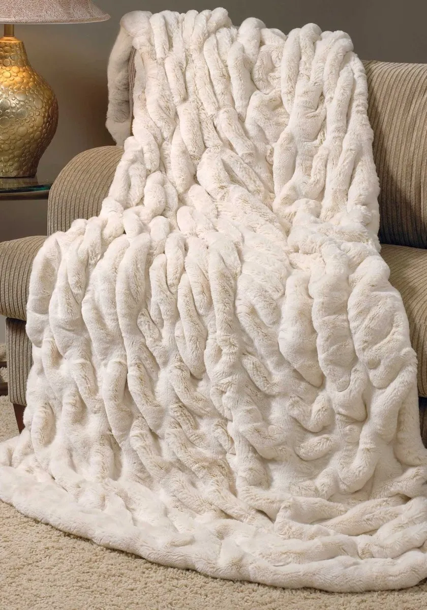 Ivory Mink Couture Faux Fur Throw Blanket by Fabulous Furs