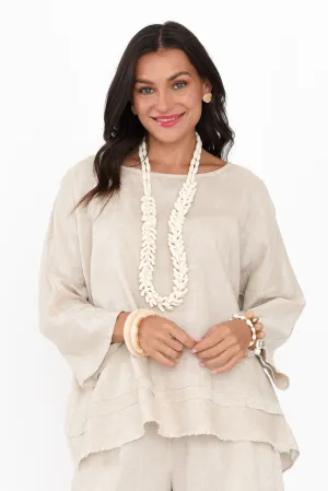 Johanna Beige Linen Blend Top