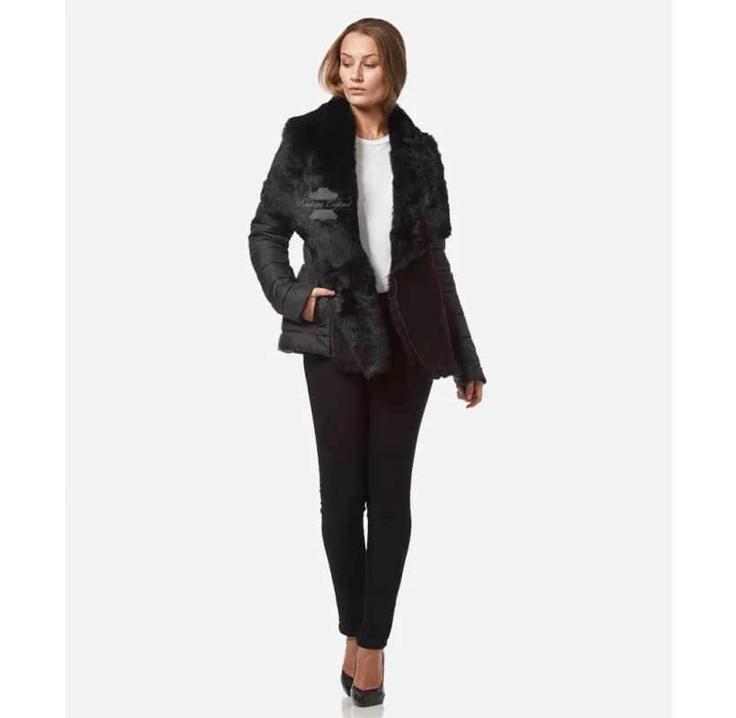 KATE Ladies Fabric Jacket with Tuscana Fur Classic Winters Jacket