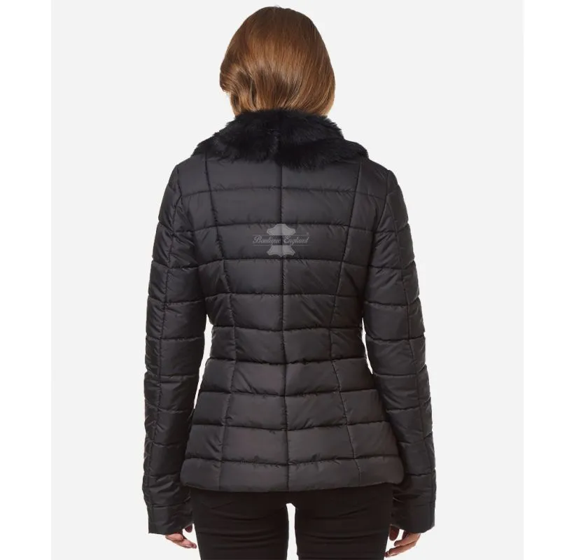 KATE Ladies Fabric Jacket with Tuscana Fur Classic Winters Jacket