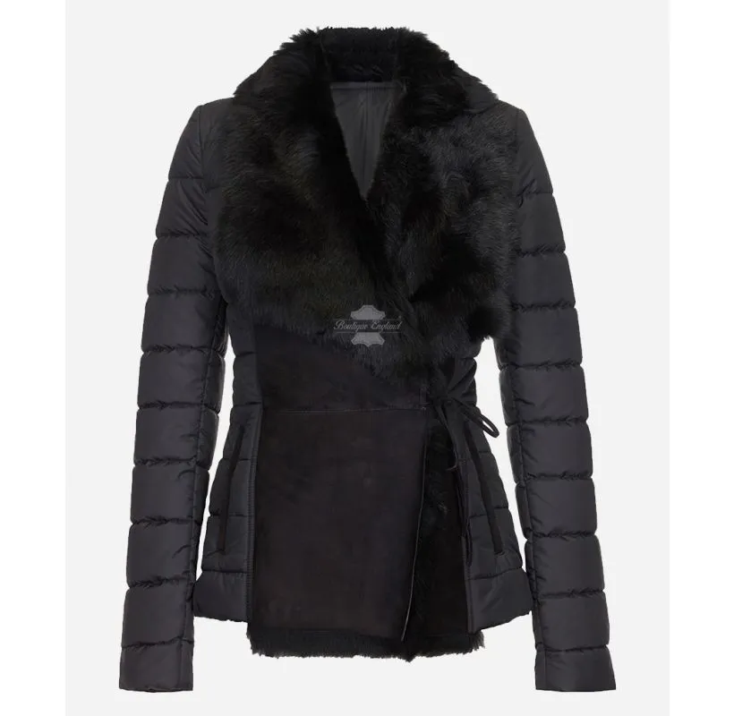 KATE Ladies Fabric Jacket with Tuscana Fur Classic Winters Jacket