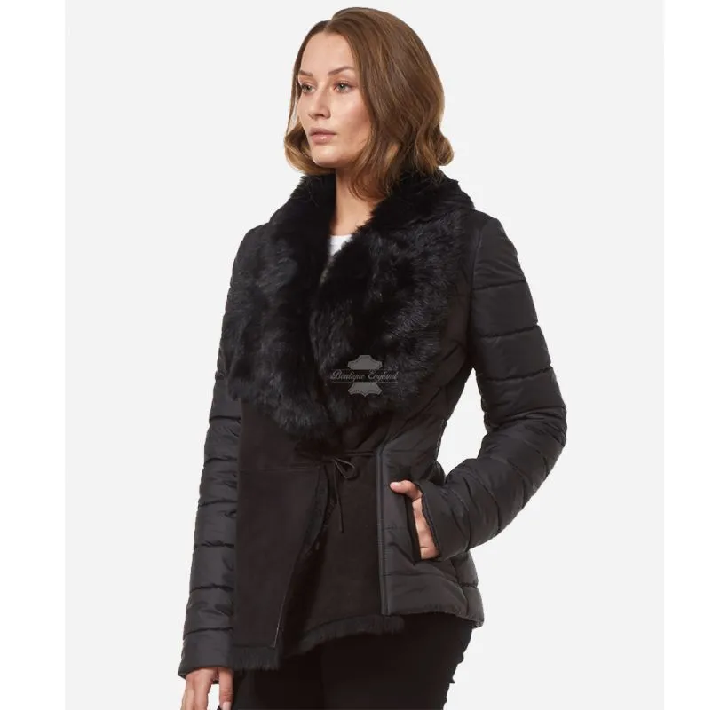 KATE Ladies Fabric Jacket with Tuscana Fur Classic Winters Jacket