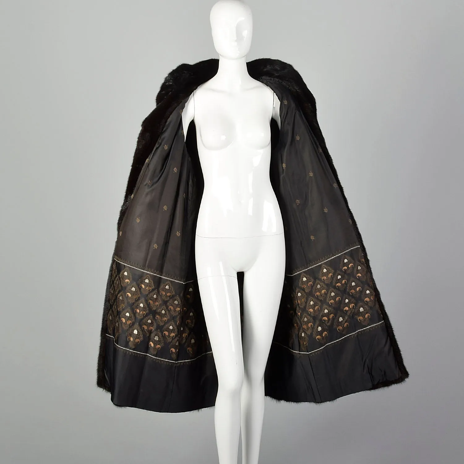 Large 1950s Black Mink Coat