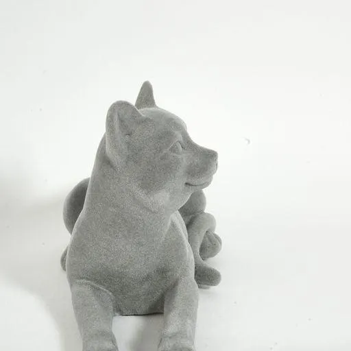 Laying Cat Figurine Grey Velvet Ornament