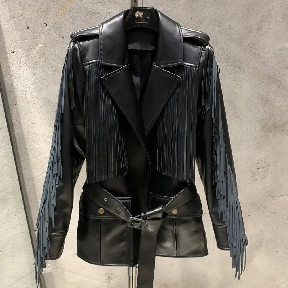 Luxury Genuine Leather Fringe Jacket