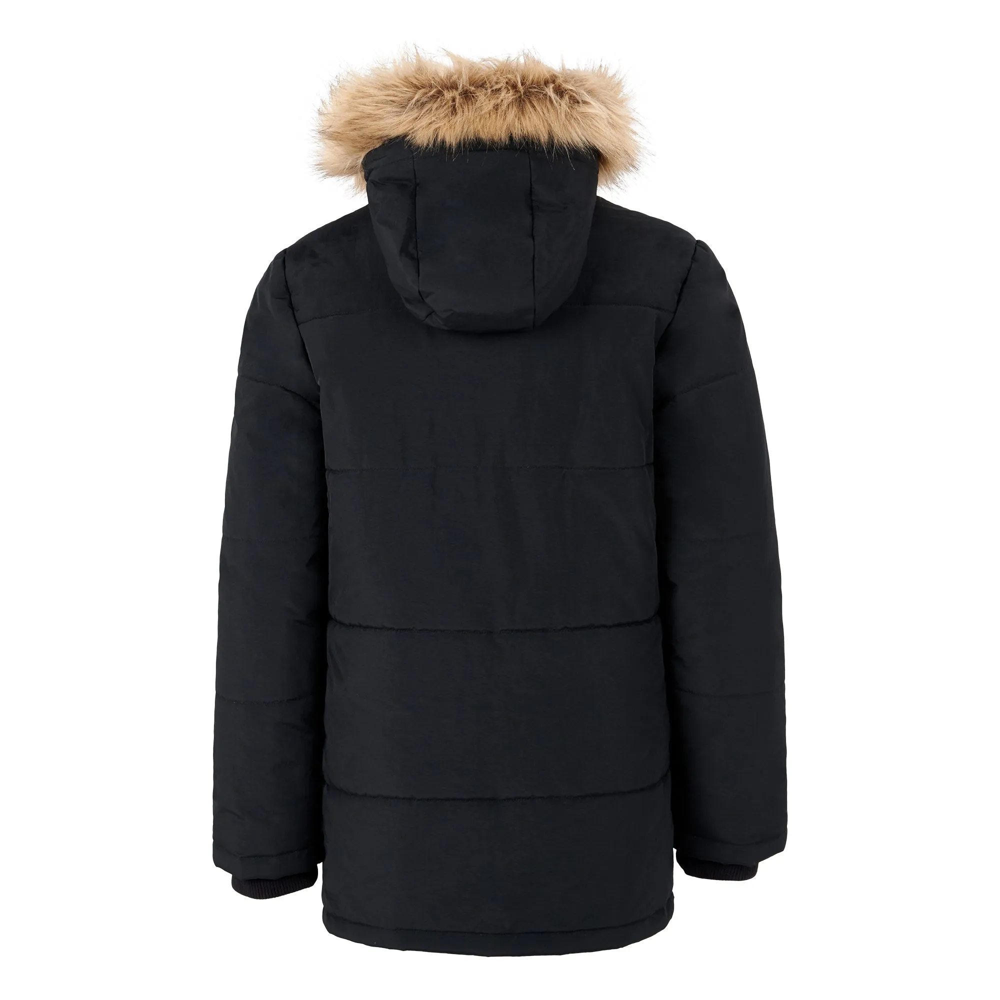 Lyle & Scott Fur Trim Classic Parka Coat Black