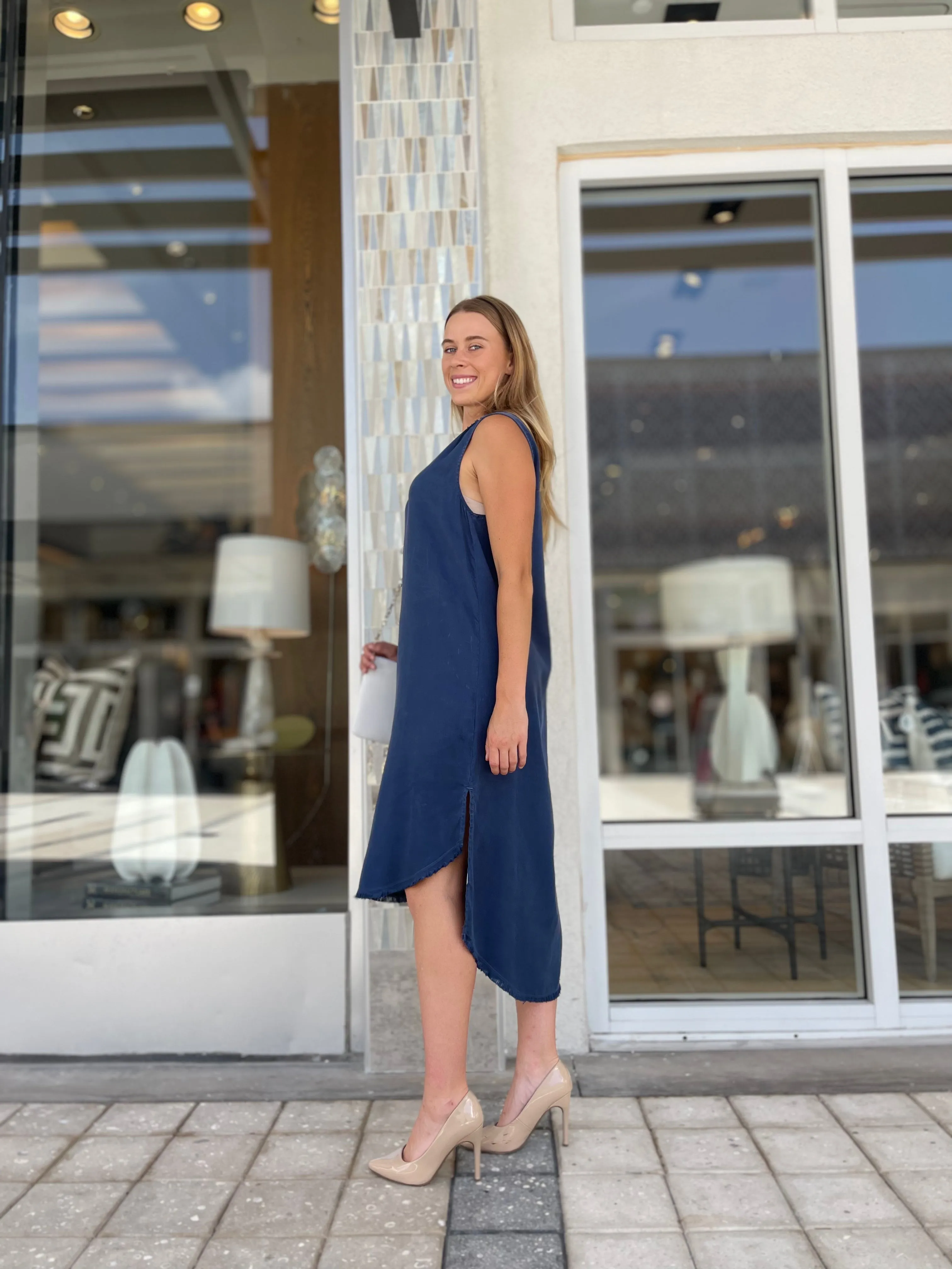 Maven West Sleeveless Tank Dress Sea Blue