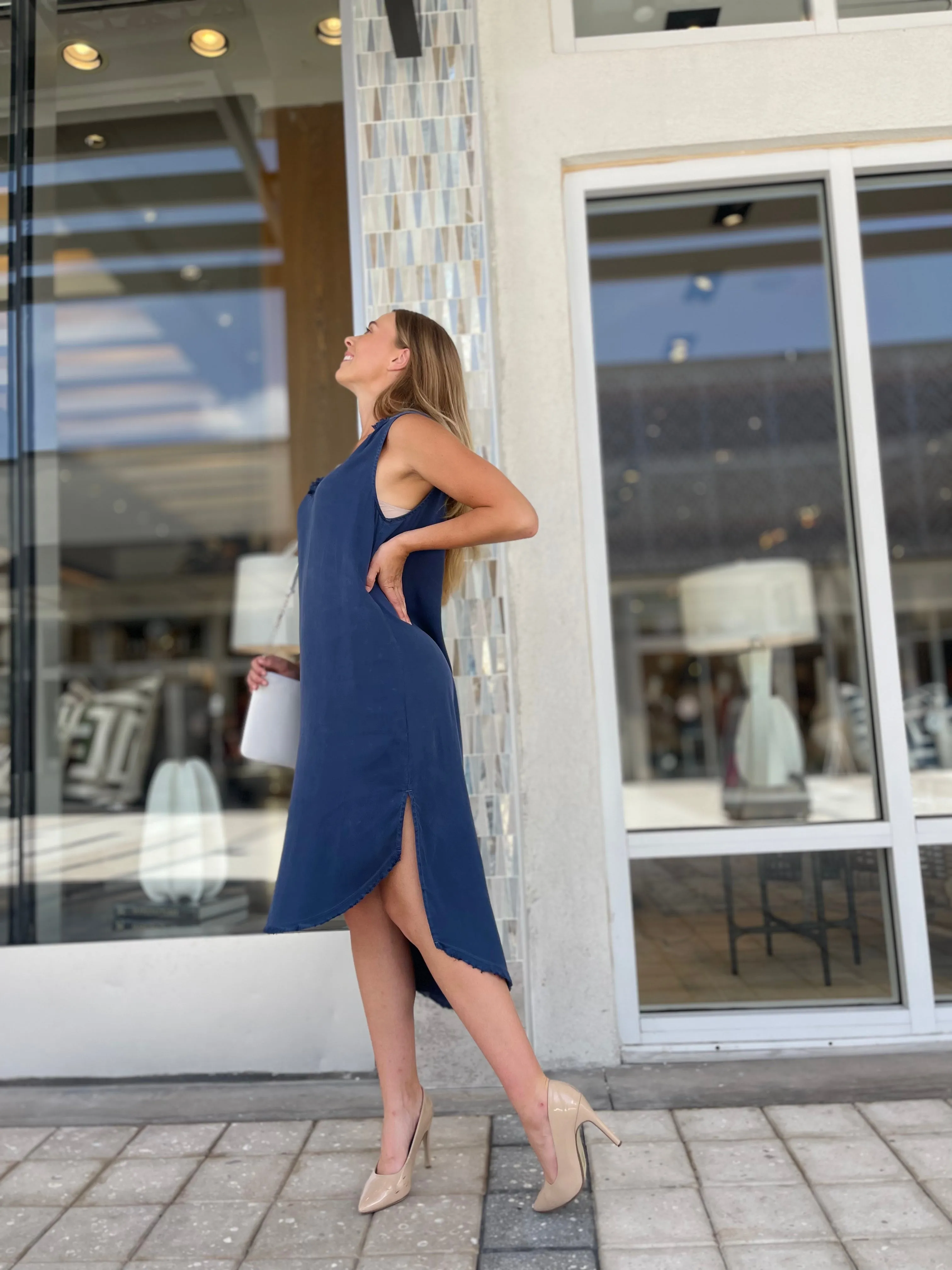 Maven West Sleeveless Tank Dress Sea Blue