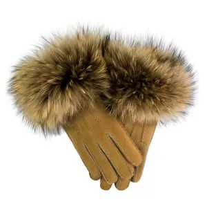 Mitchie's Matchings | Sheepskin Gloves With Fox Fur Trim