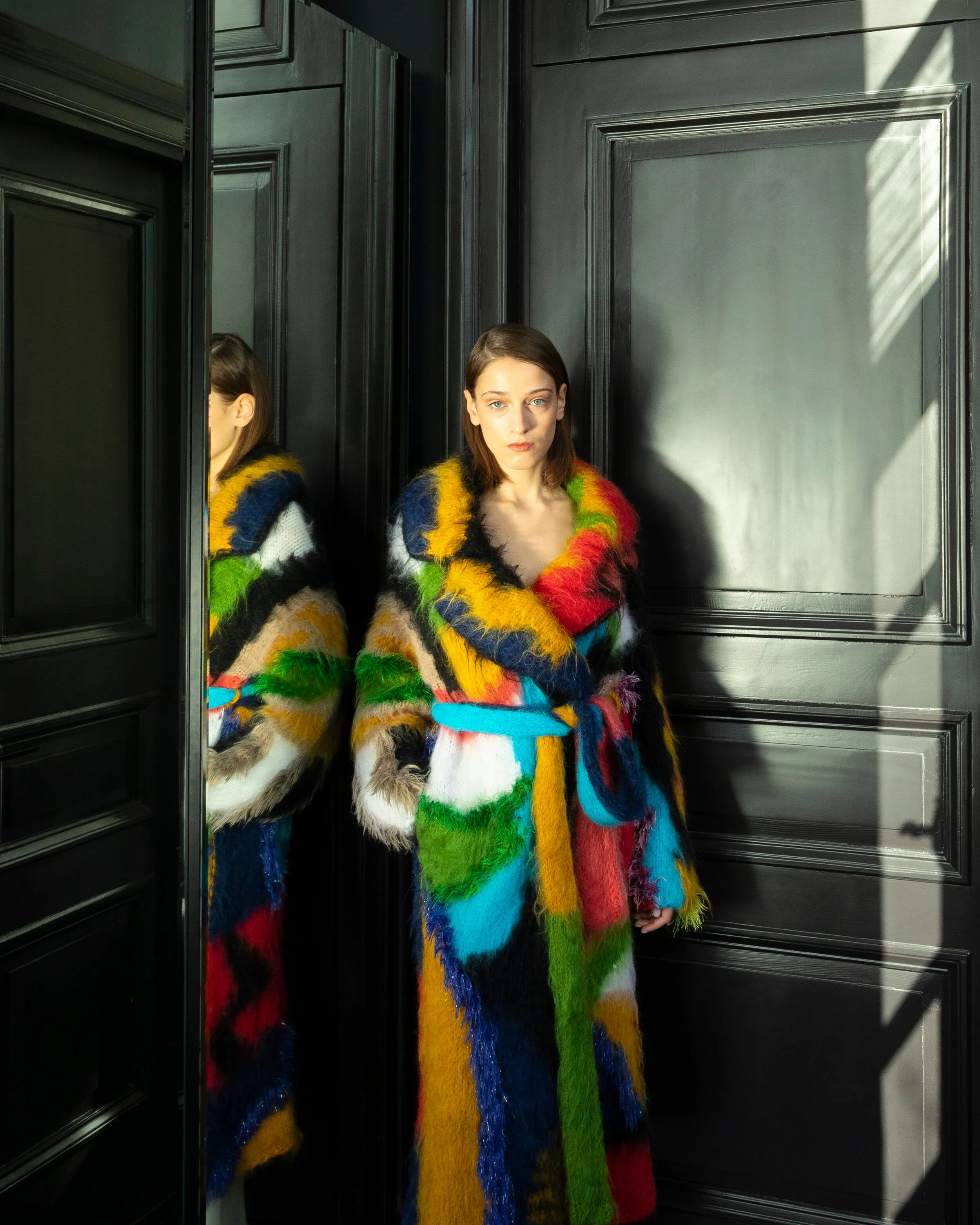 Multicolored Fur Coat