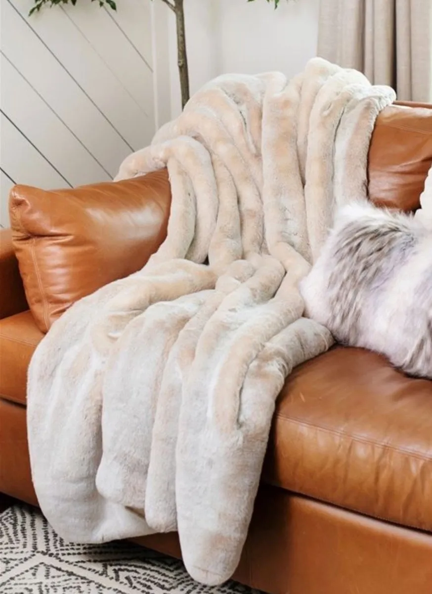 Pearl Mink Couture Faux Fur Throw Blanket by Fabulous Furs