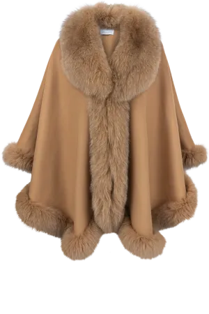 Pinto Ranch Cashmere & Fox Fur Cape - Camel