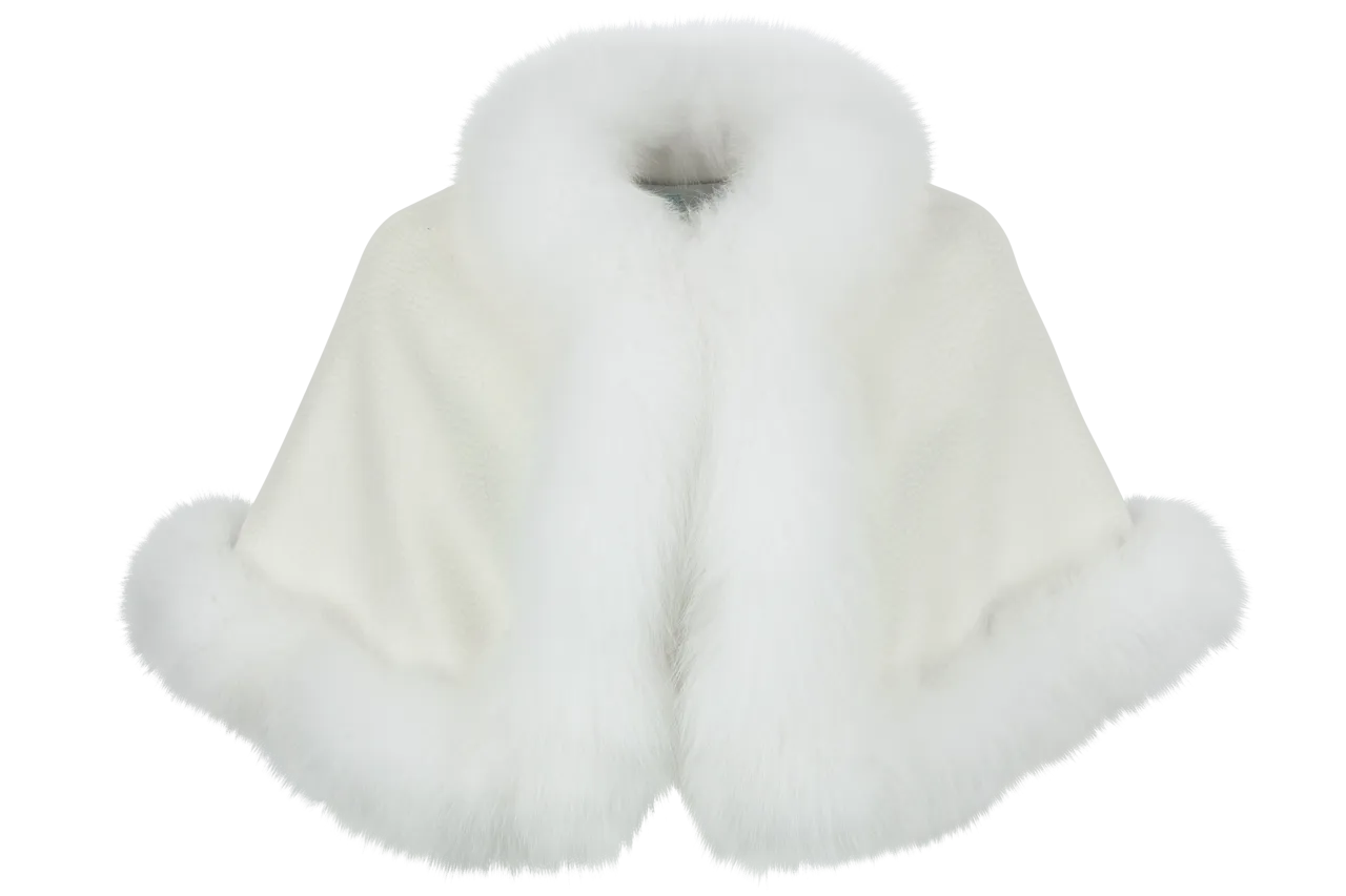 Pinto Ranch Cashmere & Fox Fur Stole - White