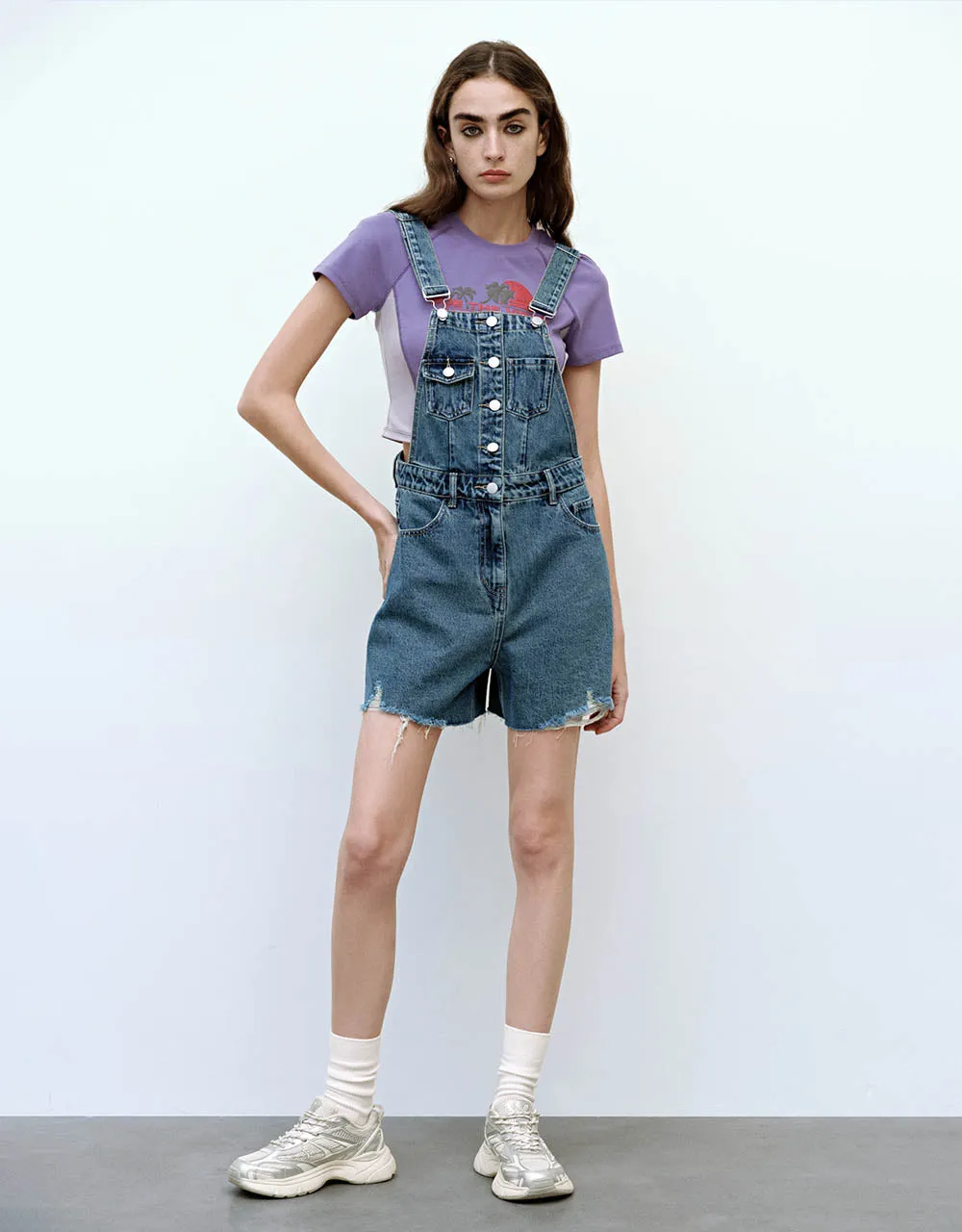 Raw Hem Denim Overall