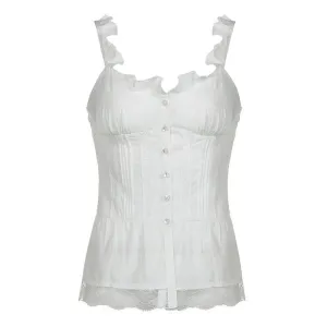 Ruffled Lace Trim Corset Top