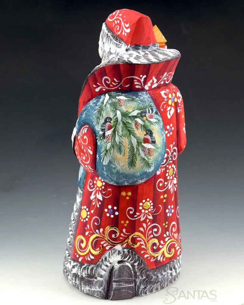 Russian Santa with Frosted Trim and Painted Scenes