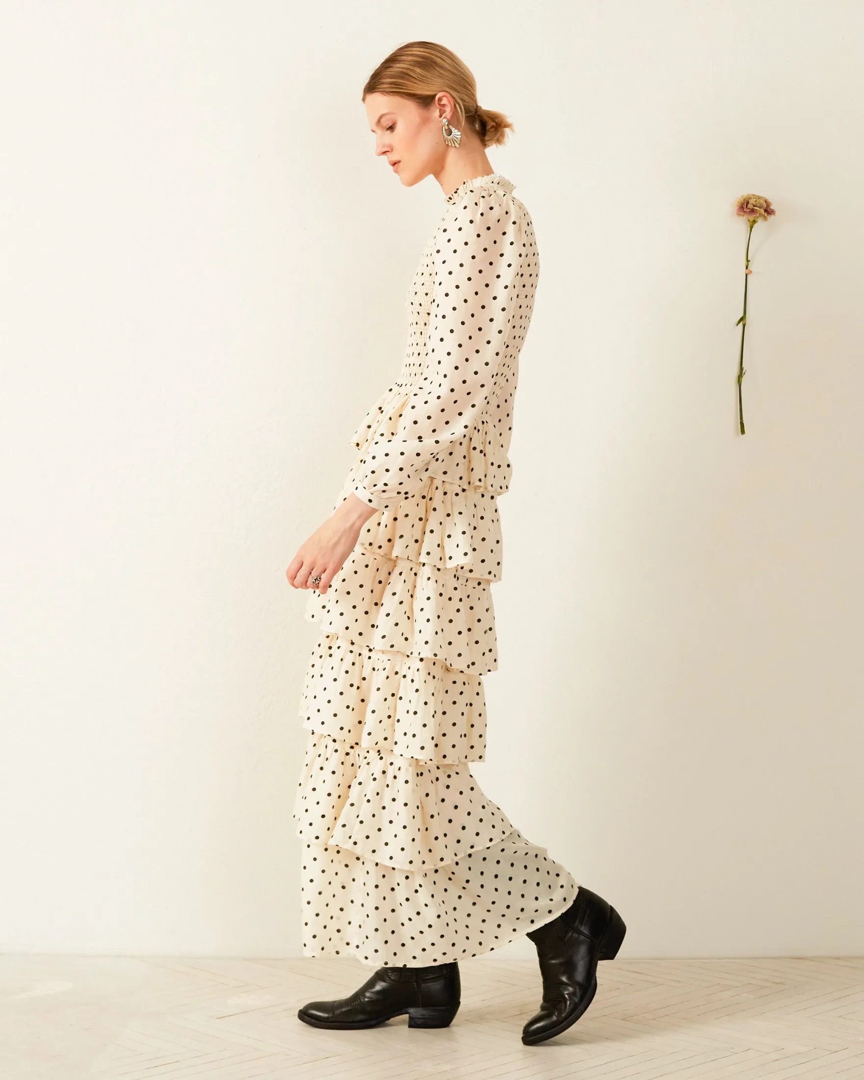 Shelby Cream Dot Smocked Dress