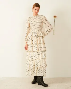 Shelby Cream Dot Smocked Dress