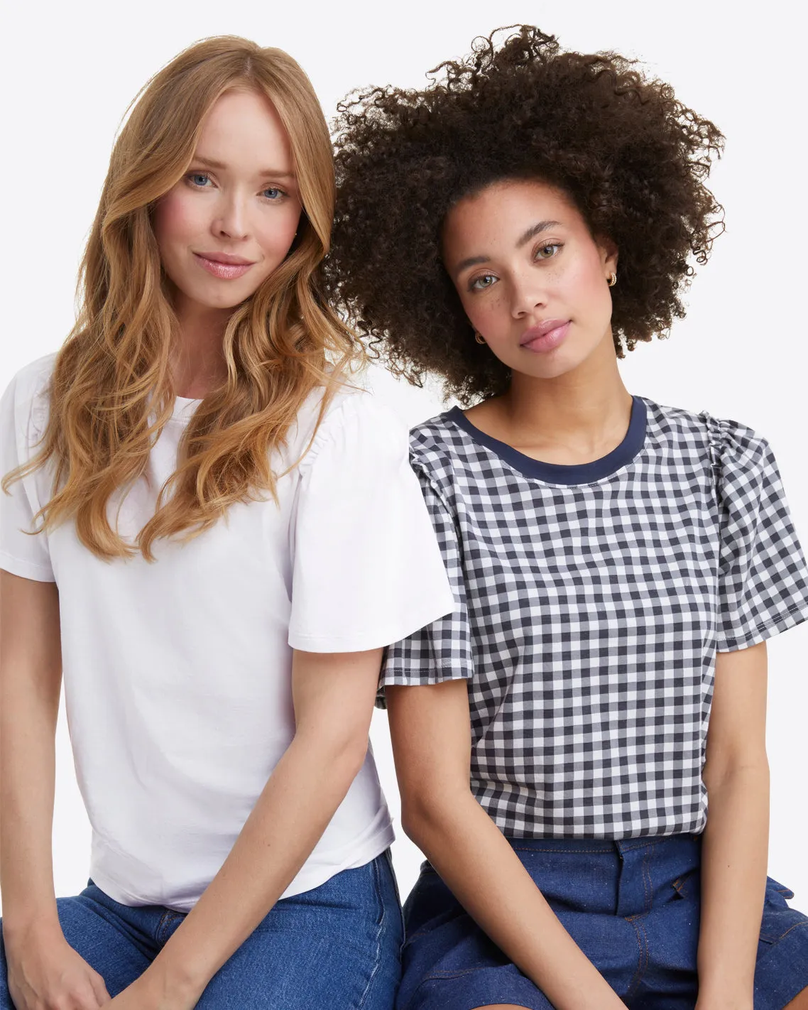 Short Sleeve Easy Knit Top in Gingham