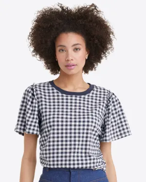 Short Sleeve Easy Knit Top in Gingham