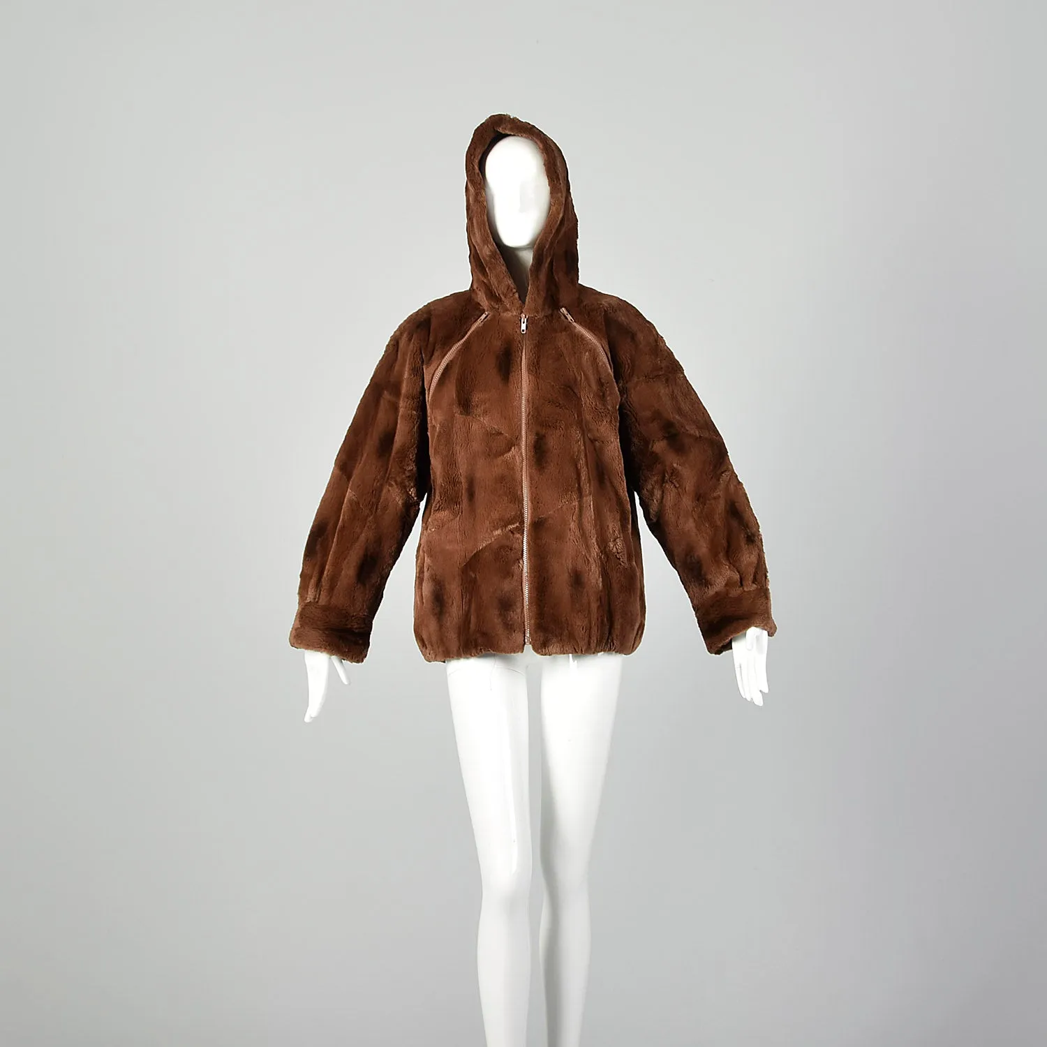 Small-Medium 1990s Nina Ricci Brown Fur Hooded Coat