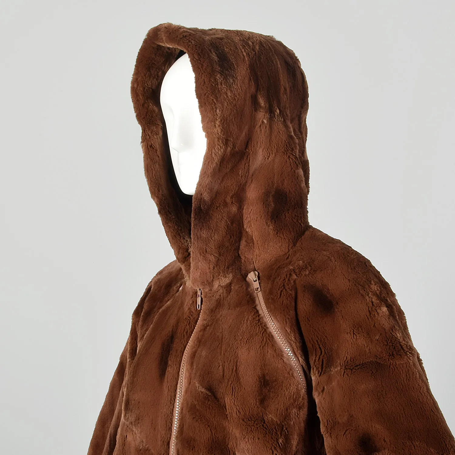 Small-Medium 1990s Nina Ricci Brown Fur Hooded Coat