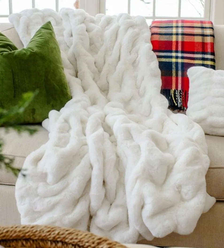 Snow Mink Couture Faux Fur Throw Blanket by Fabulous Furs