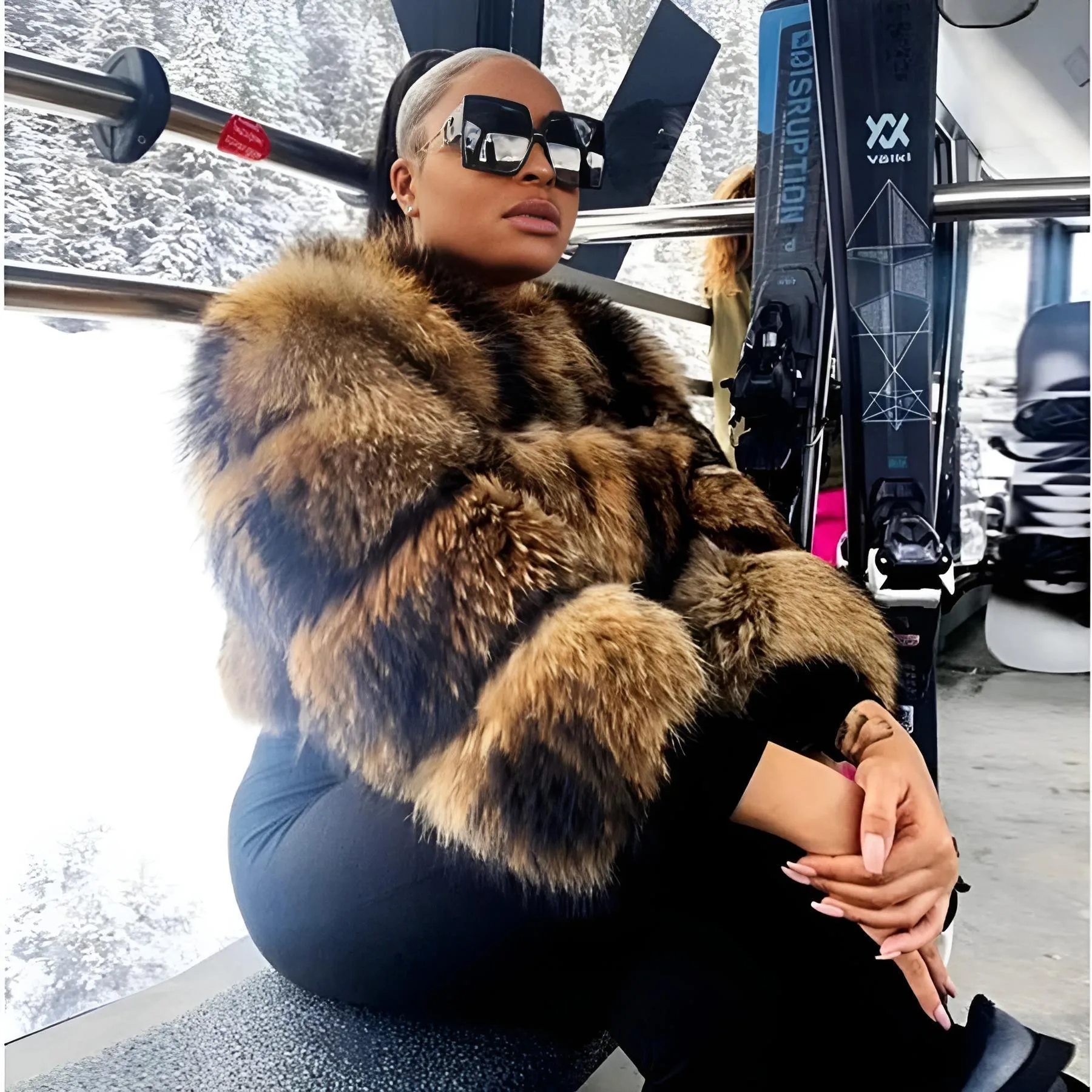 Super Hot Winter Luxury Women's Thick Real Fur Coat Natural Fox Fur Jacket Plus Size Jackets Female