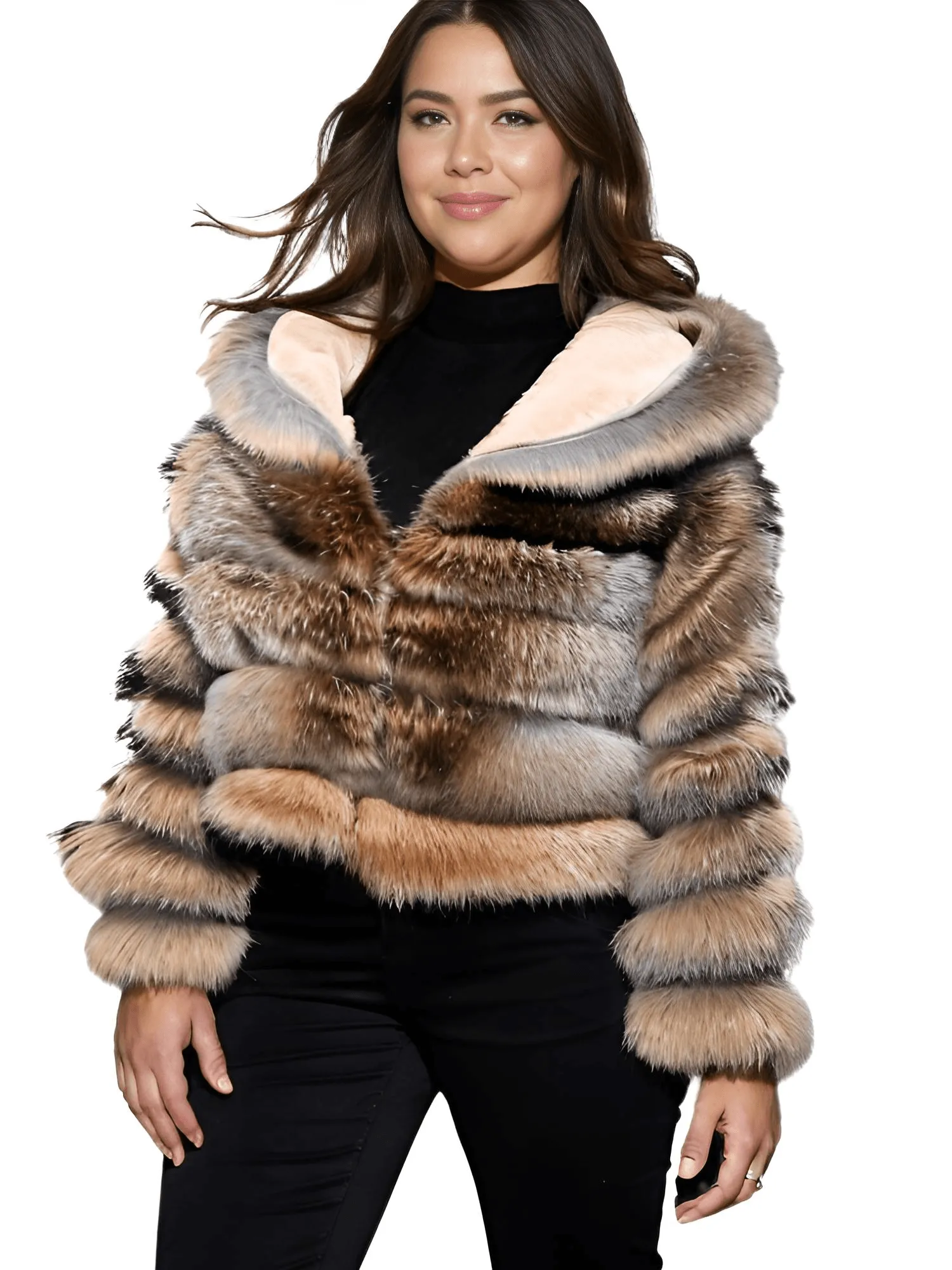 Super Hot Winter Luxury Women's Thick Real Fur Coat Natural Fox Fur Jacket Plus Size Jackets Female