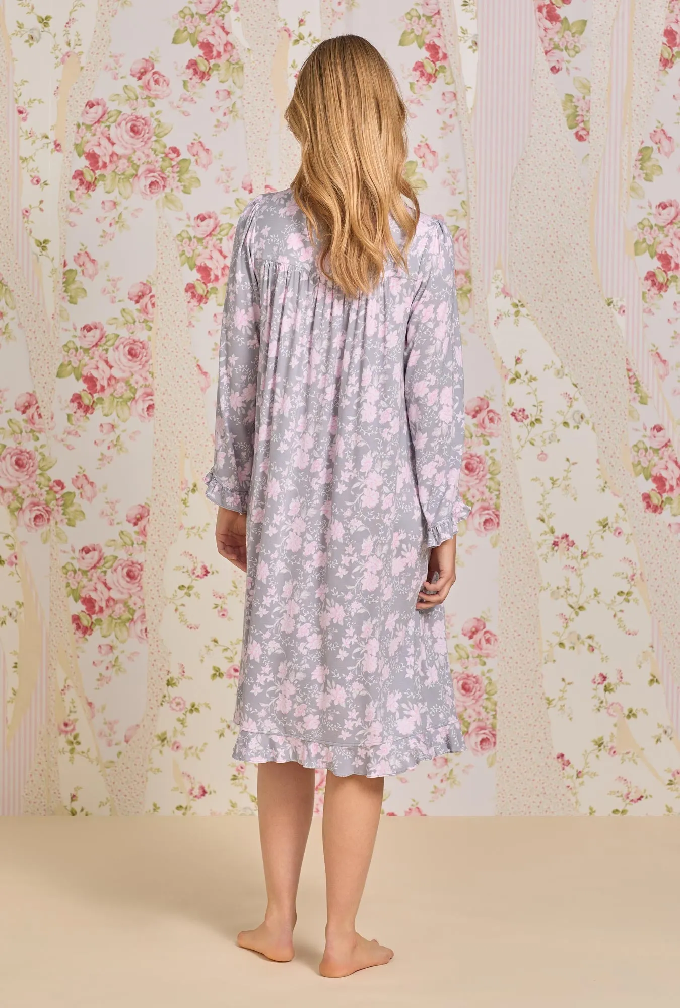 Tencel™ Water Roses Waltz Long Sleeve Knit Nightgown