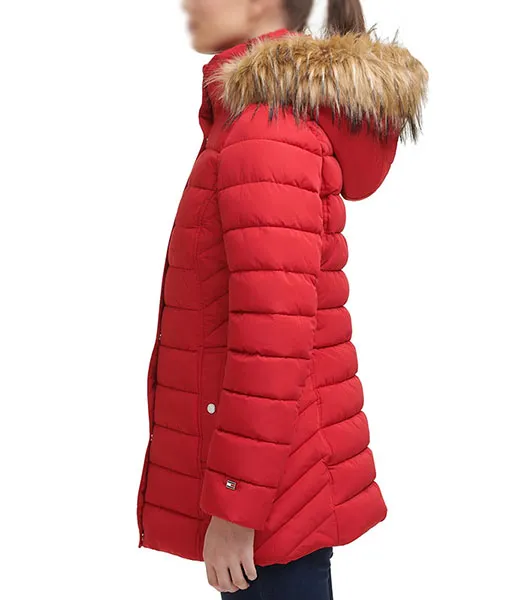 Tommy Hilfiger Petite Faux-Fur-Trim Hooded Puffer Coat