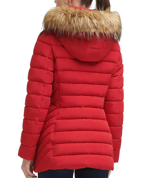 Tommy Hilfiger Petite Faux-Fur-Trim Hooded Puffer Coat