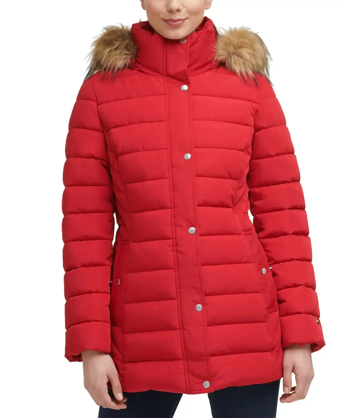 Tommy Hilfiger Petite Faux-Fur-Trim Hooded Puffer Coat