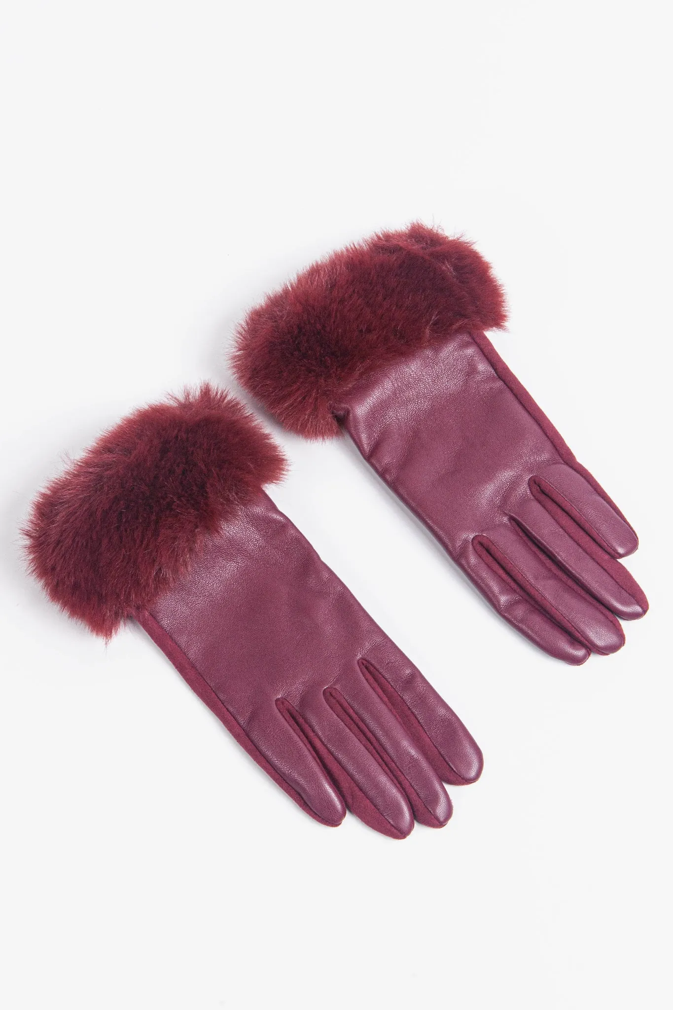 Vegan Leather Touch Screen Gloves- Berry