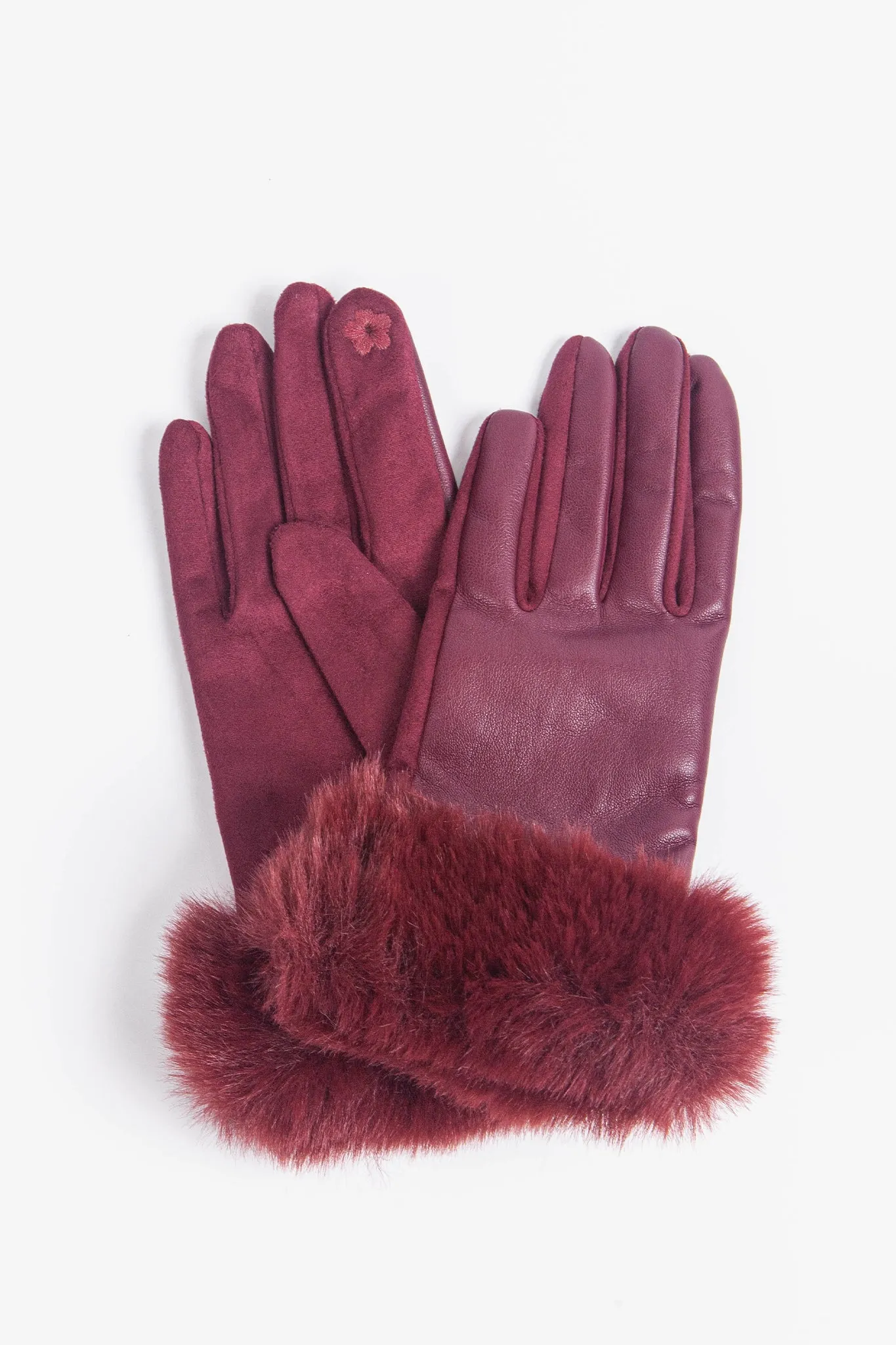 Vegan Leather Touch Screen Gloves- Berry