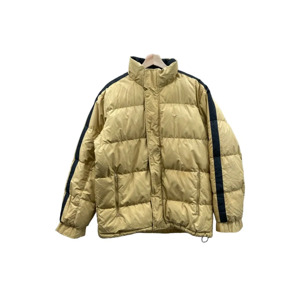 Vintage 2000's Nike Quilted Camel Tonal Swoosh Down Puffer Jacket