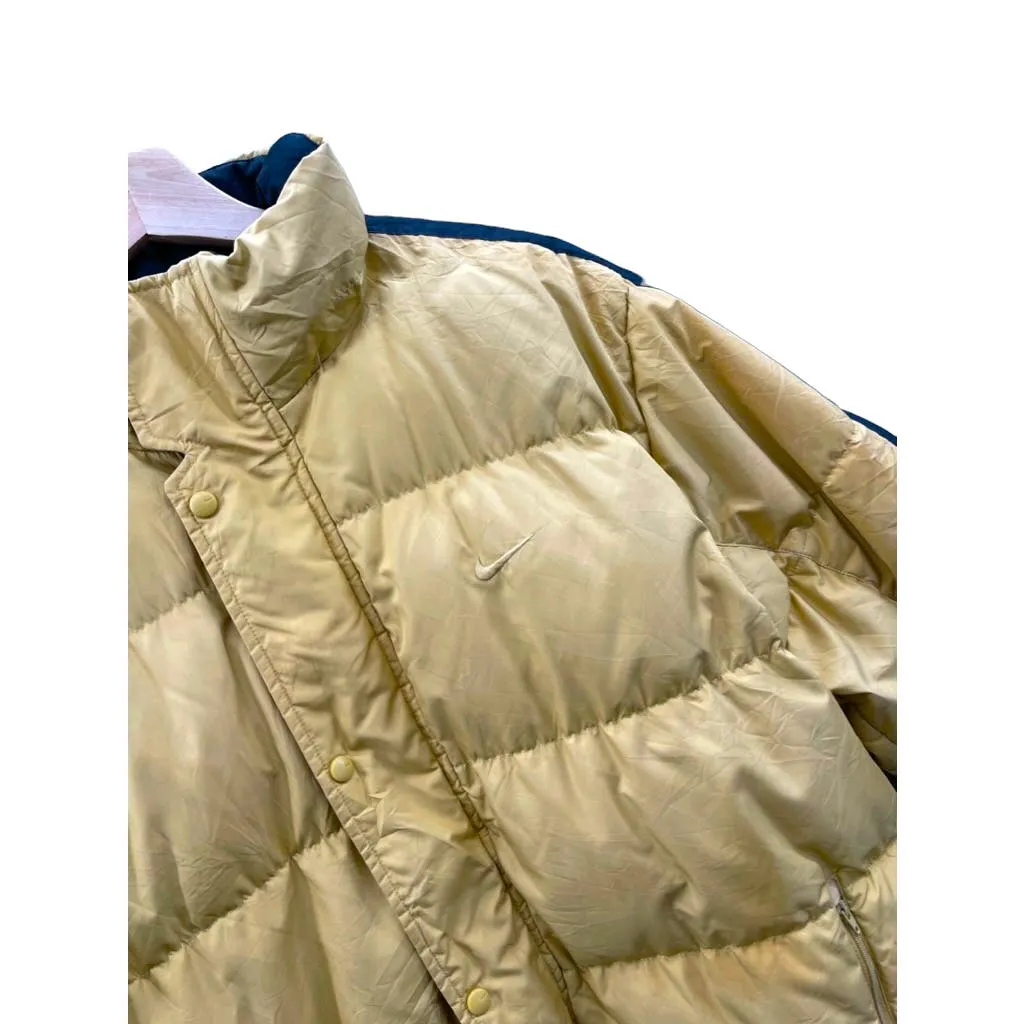 Vintage 2000's Nike Quilted Camel Tonal Swoosh Down Puffer Jacket