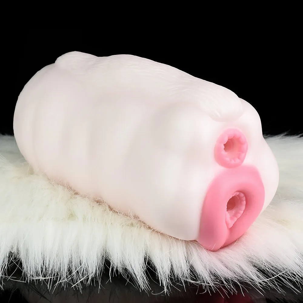 White Furry Pussy Male Masturbator - Animal Vaginal Penis Masturbation Cup Sex Toy for Men