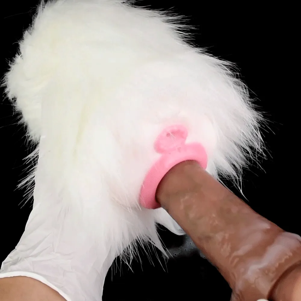 White Furry Pussy Male Masturbator - Animal Vaginal Penis Masturbation Cup Sex Toy for Men