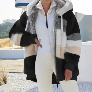 Women's Casual Oversized Fleece Coat with Faux Fur Trim | Ideal for Autumn/Winter